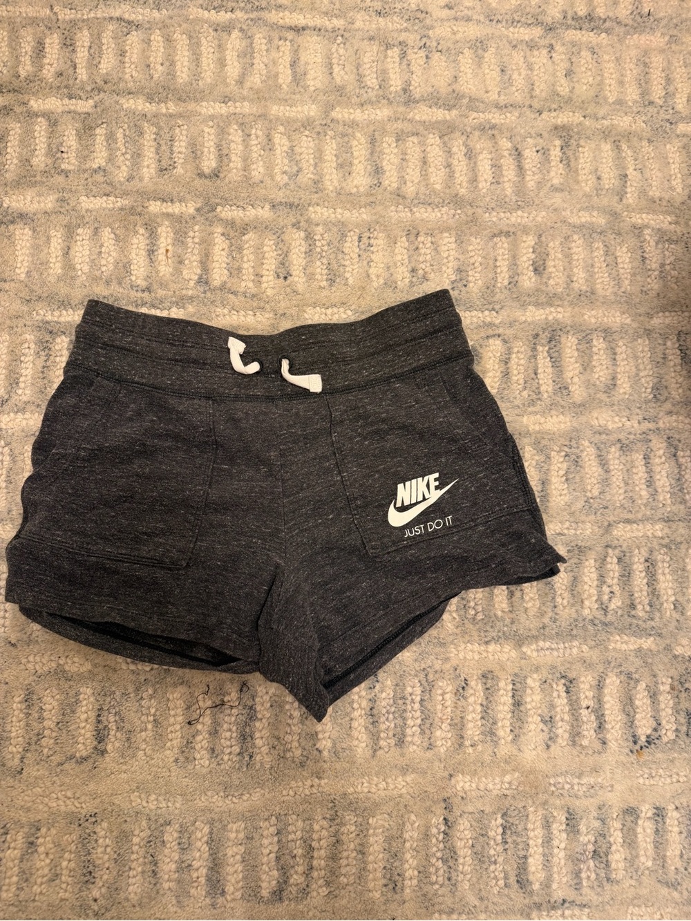 Nike Women's Charcoal Heather Logo Drawstring Athletic Shorts